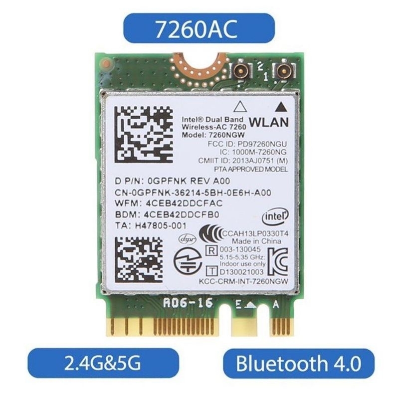 CARD WIFI INTEL AC 7260 CHUẨN M2 NGFF KEY EA5ghz