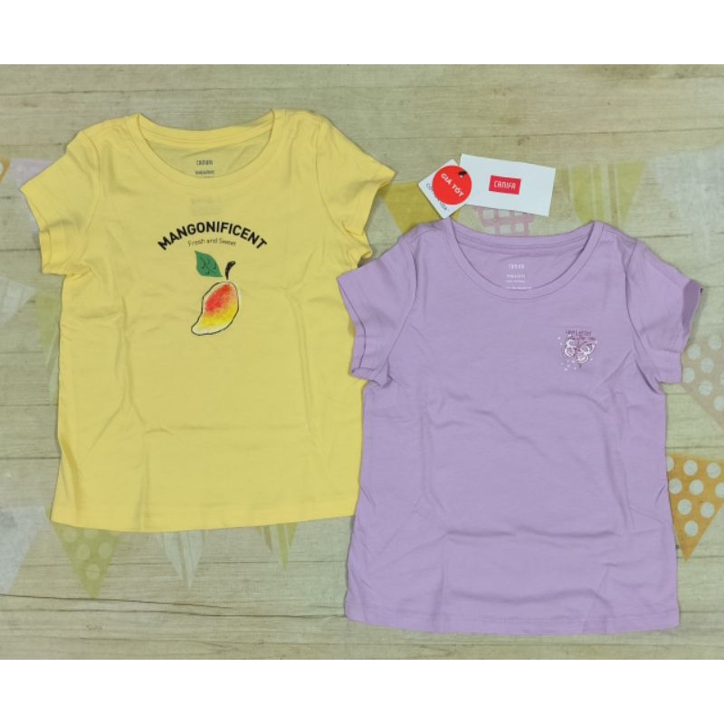 Pack 2 áo phông cotton cộc tay bé gái Canifa