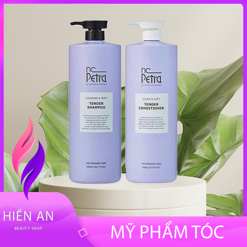Dầu gội xả Petra Tender 1500ml dưỡng tóc siêu mượt, phục hồi tóc khô xơ rối, căn bằng thải độc da đầu công nghệ sinh học