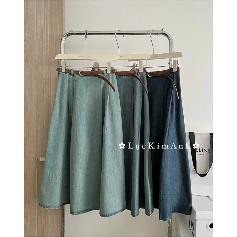 Chân váy Jeans mềm dáng dài kèm đai (loại 1) 💦