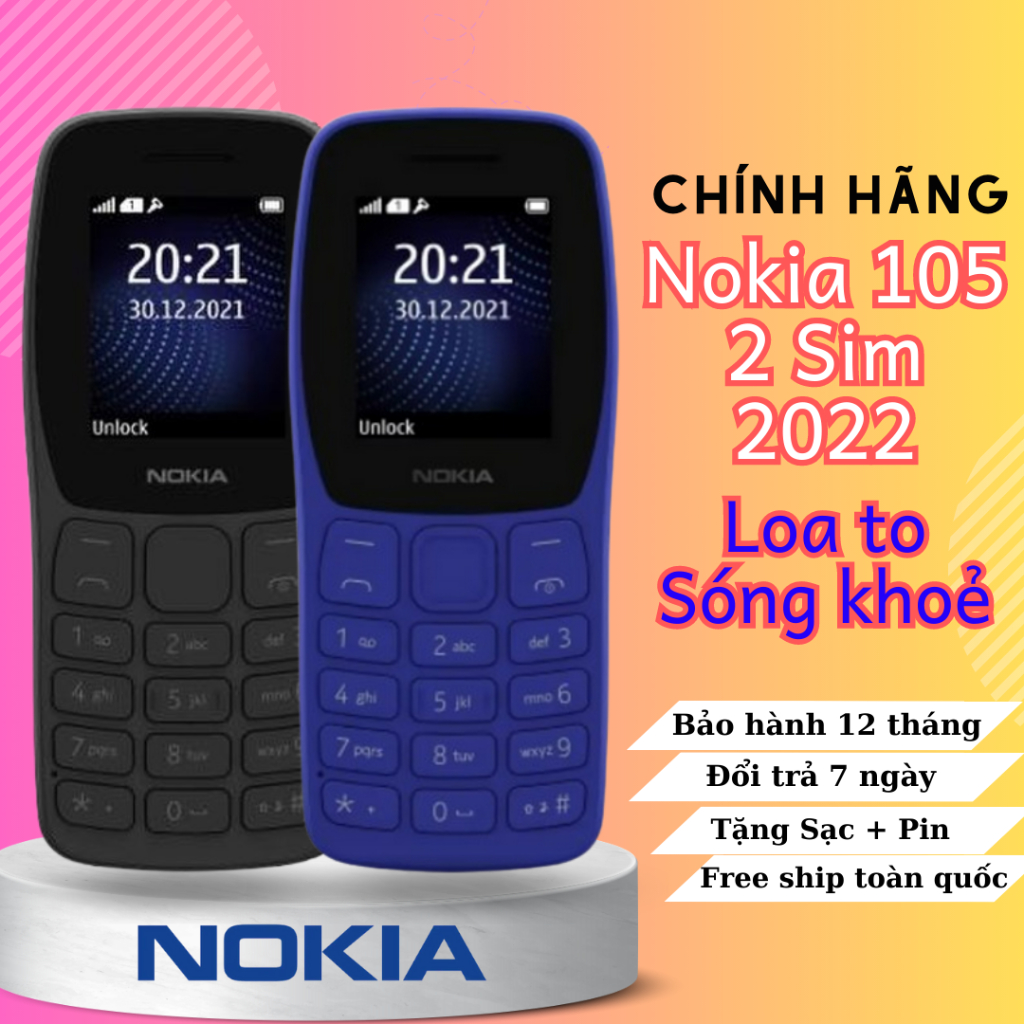 Điện thoại nokia 105 2022 chính hãng 2 sim 2 sóng khoẻ pin trâu loa to dễ sử dụng bảo hành 12 tháng | BigBuy360 - bigbuy360.vn