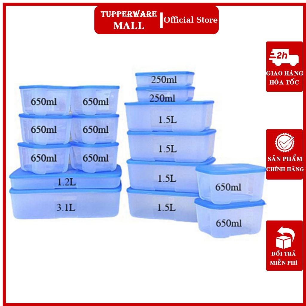 Tupperware Lẻ hộp trữ đông các loại 250ml, 650ml, 1.2L, 1.5L, 2.3L, 3.1L