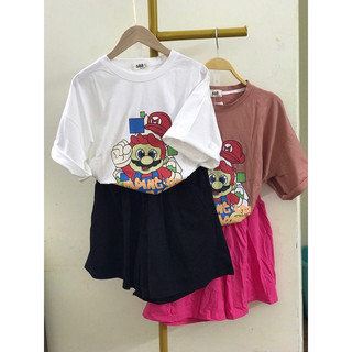 Set bộ đùi nữ cotton tàu mịn hàng Quảng Châu hình chú hề dễ thương form rộng, đồ bộ nữ mặc nhà mùa hè đẹp