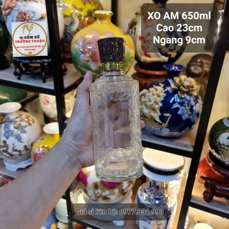 [ VIPShop ] Vỏ Bình Thủy Tinh XO Tròn Đựng Rượu 650ml, Chai đựng rượu XO, Hàng Loại 1, AM 650ml