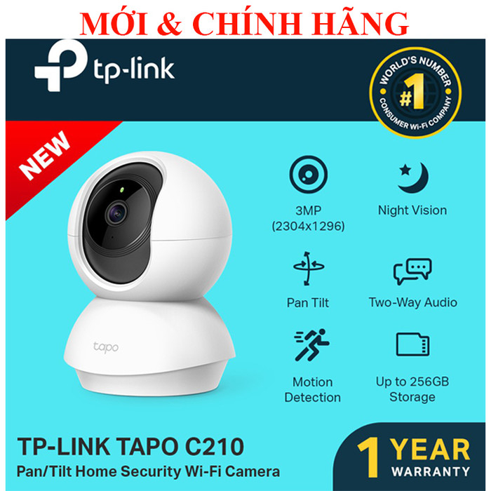Camera Wifi TP-Link Tapo C210 3MP, 2K, 360 độ, Báo động, Đàm thoại