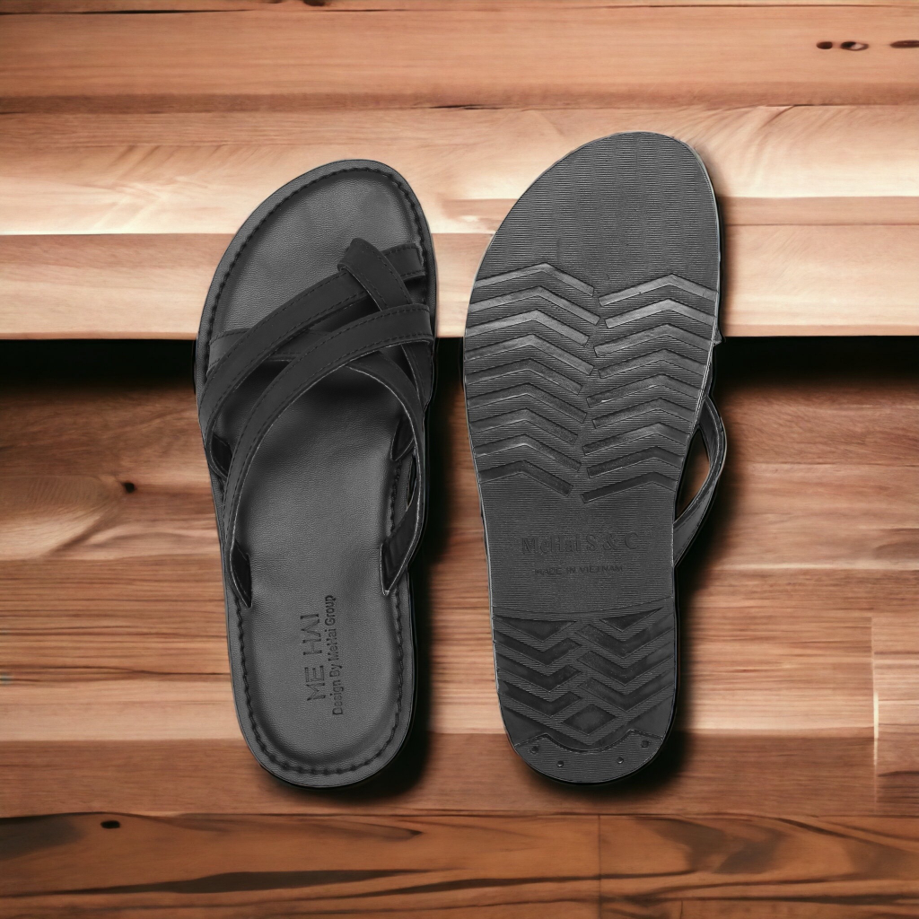 MH02-Dép xỏ ngón da bò nhập khẩu nguyên tấm, đế cao su đúc nguyên khối Mehai
