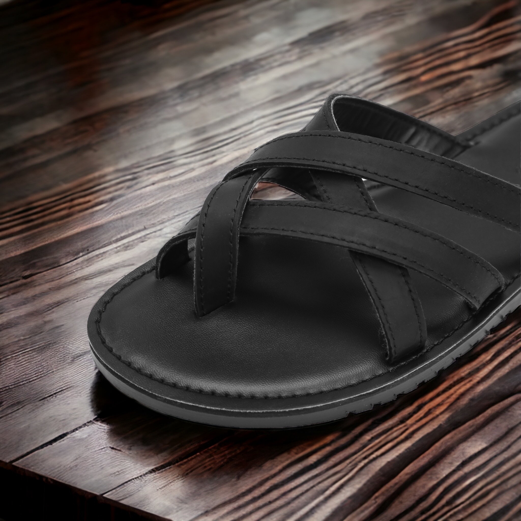 MH02-Dép xỏ ngón da bò nhập khẩu nguyên tấm, đế cao su đúc nguyên khối Mehai