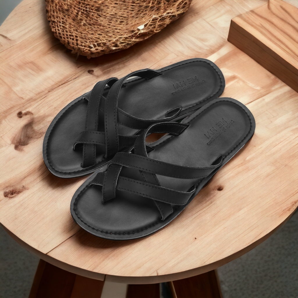 MH02-Dép xỏ ngón da bò nhập khẩu nguyên tấm, đế cao su đúc nguyên khối Mehai