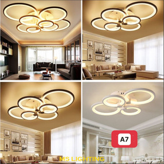 Đèn led mâm ốp trần 4, cánh tròn Olympic 3 chế độ ánh sáng có điều khiển từ xa tiện dụng