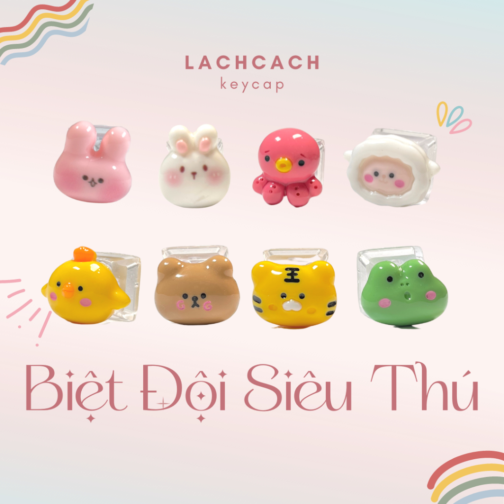 Keycap Biệt Đội Siêu Thú | Keycap thú cưng | Nút bàn phím đáng yêu | Phụ kiện xinh