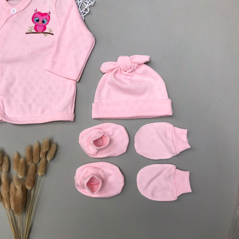 Set mũ bao tay bao chân sơ sinh thun cotton cho bé sơ sinh