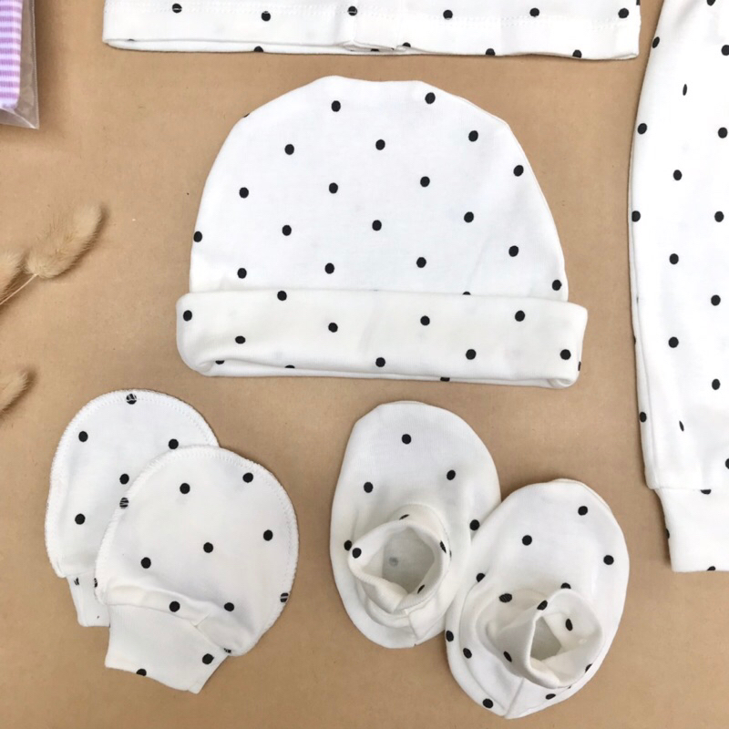 Set mũ bao tay bao chân sơ sinh thun cotton cho bé sơ sinh