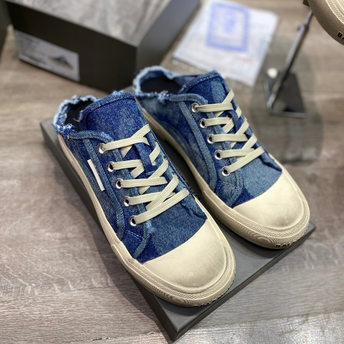 Sục thế thao đạp gót BALENCIAGA canvas vải bò xanh cao cấp, Sục BALENCIAGA vải bò xanh.