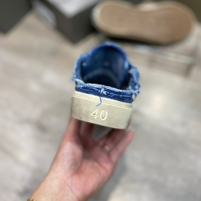 Sục thế thao đạp gót BALENCIAGA canvas vải bò xanh cao cấp, Sục BALENCIAGA vải bò xanh.