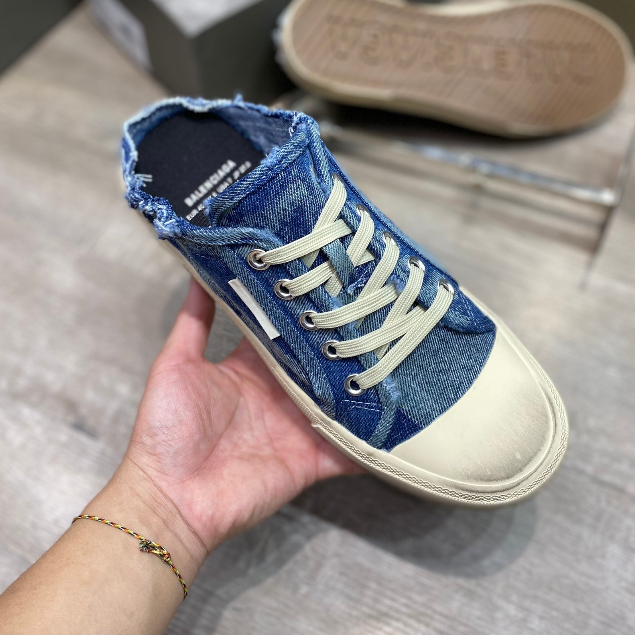 Sục thế thao đạp gót BALENCIAGA canvas vải bò xanh cao cấp, Sục BALENCIAGA vải bò xanh.