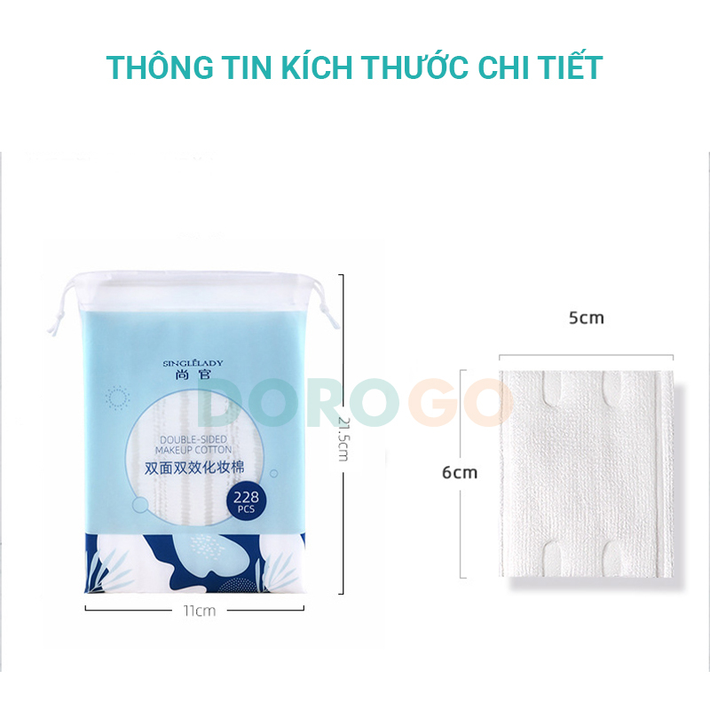 Bông tẩy trang 222 miếng tặng thêm 6 miếng cao cấp hai mặt cotton dày dặn BTT228
