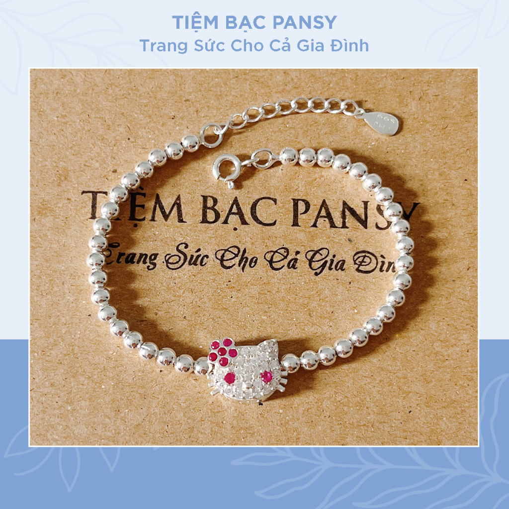 Lắc bạc kitty cho bé gái PANSY phối bi cao cấp bằng bạc ta