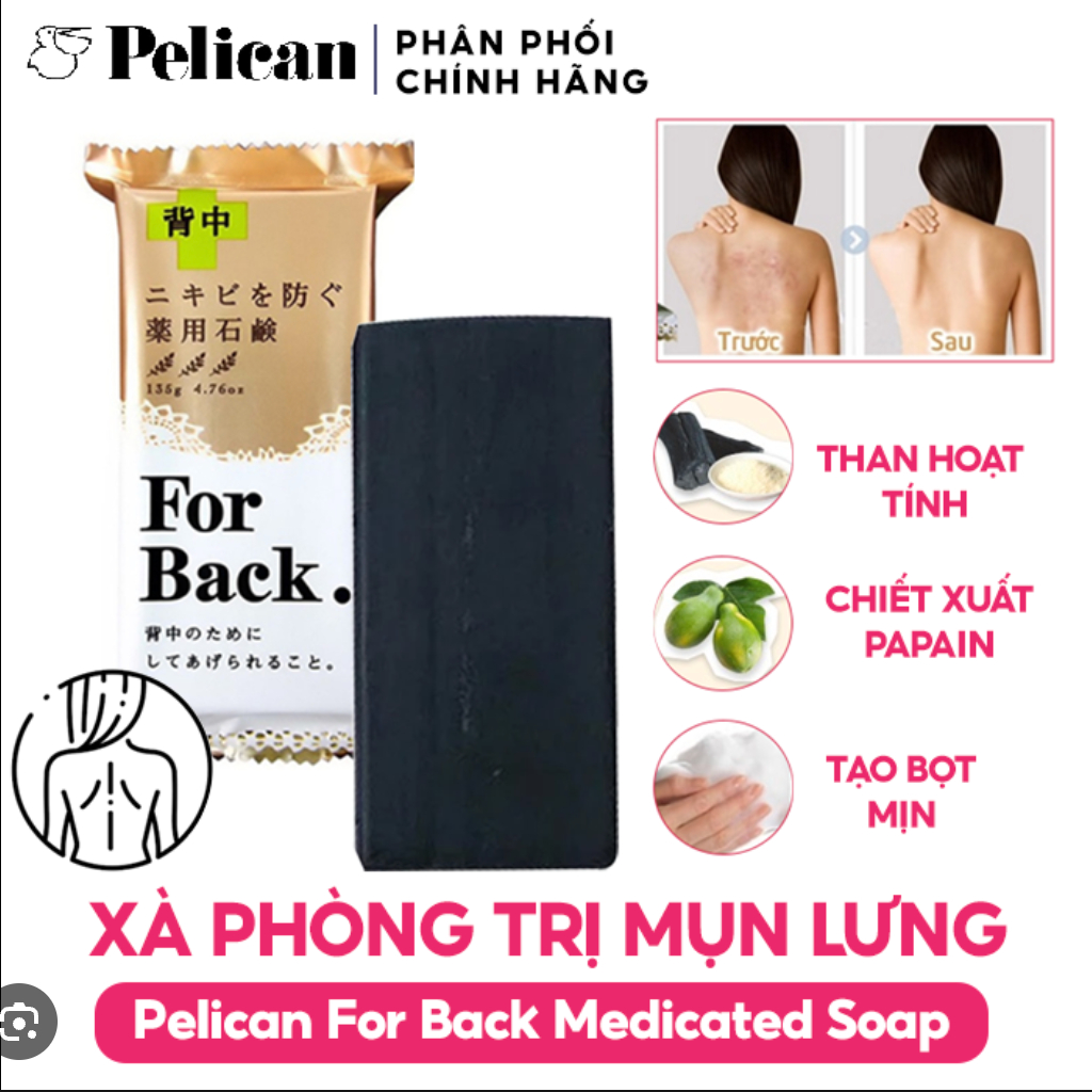 Xà Phòng Tắm Ngăn Ngừa và Làm Giảm Mụn Lưng Pelican For Back Soap Bar 135g Nội Địa Nhật Bản