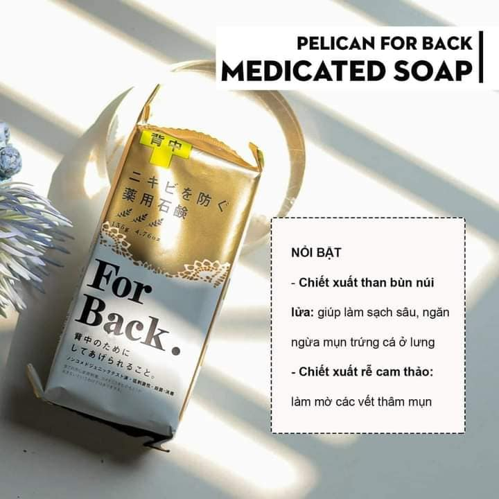 Xà Phòng Tắm Ngăn Ngừa và Làm Giảm Mụn Lưng Pelican For Back Soap Bar 135g Nội Địa Nhật Bản