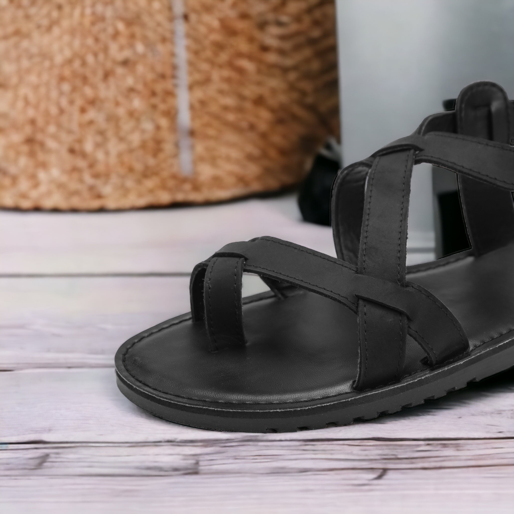 MH03-Dép sandals xỏ ngón da bò nhập khẩu, đế cao su đúc nguyên khối , xăng đan dép kẹp xỏ ngón Mehai