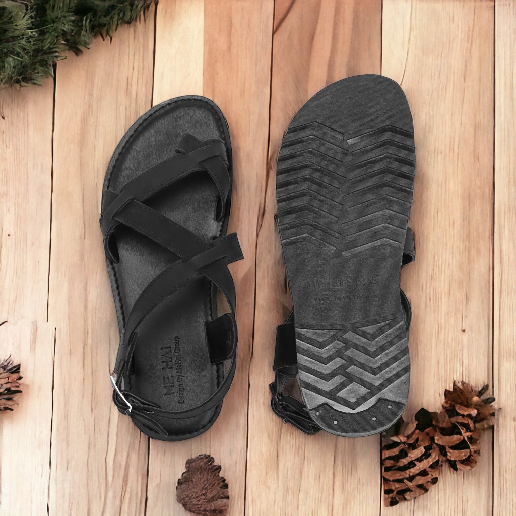 MH03-Dép sandals xỏ ngón da bò nhập khẩu, đế cao su đúc nguyên khối , xăng đan dép kẹp xỏ ngón Mehai