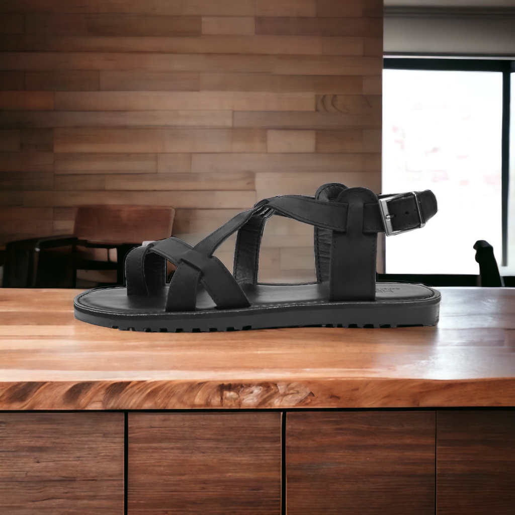 MH03-Dép sandals xỏ ngón da bò nhập khẩu, đế cao su đúc nguyên khối , xăng đan dép kẹp xỏ ngón Mehai