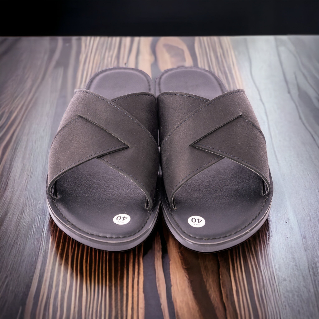 MH04 - Dép da bò sandal quai hậu bản to quai chéo Đế 2 Lớp Cao Su Chống Trơn Trượt - Thương Hiệu MeHai