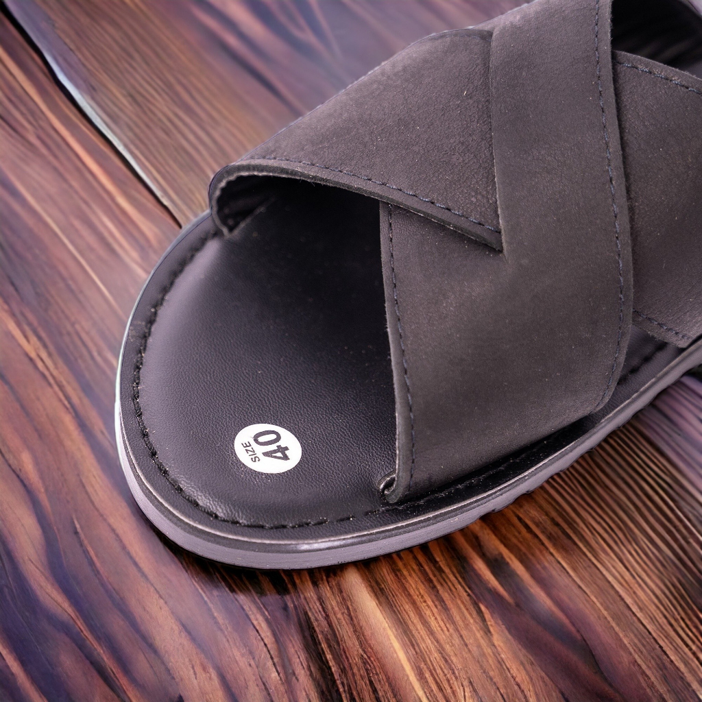 MH04 - Dép da bò sandal quai hậu bản to quai chéo Đế 2 Lớp Cao Su Chống Trơn Trượt - Thương Hiệu MeHai