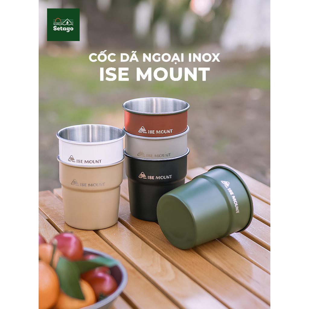 Cốc inox dã ngoại, cắm trại xinh xắn, dày dặn, nhiều màu sắc và có thể xếp chồng phù hợp cho gia đình, nhóm bạn