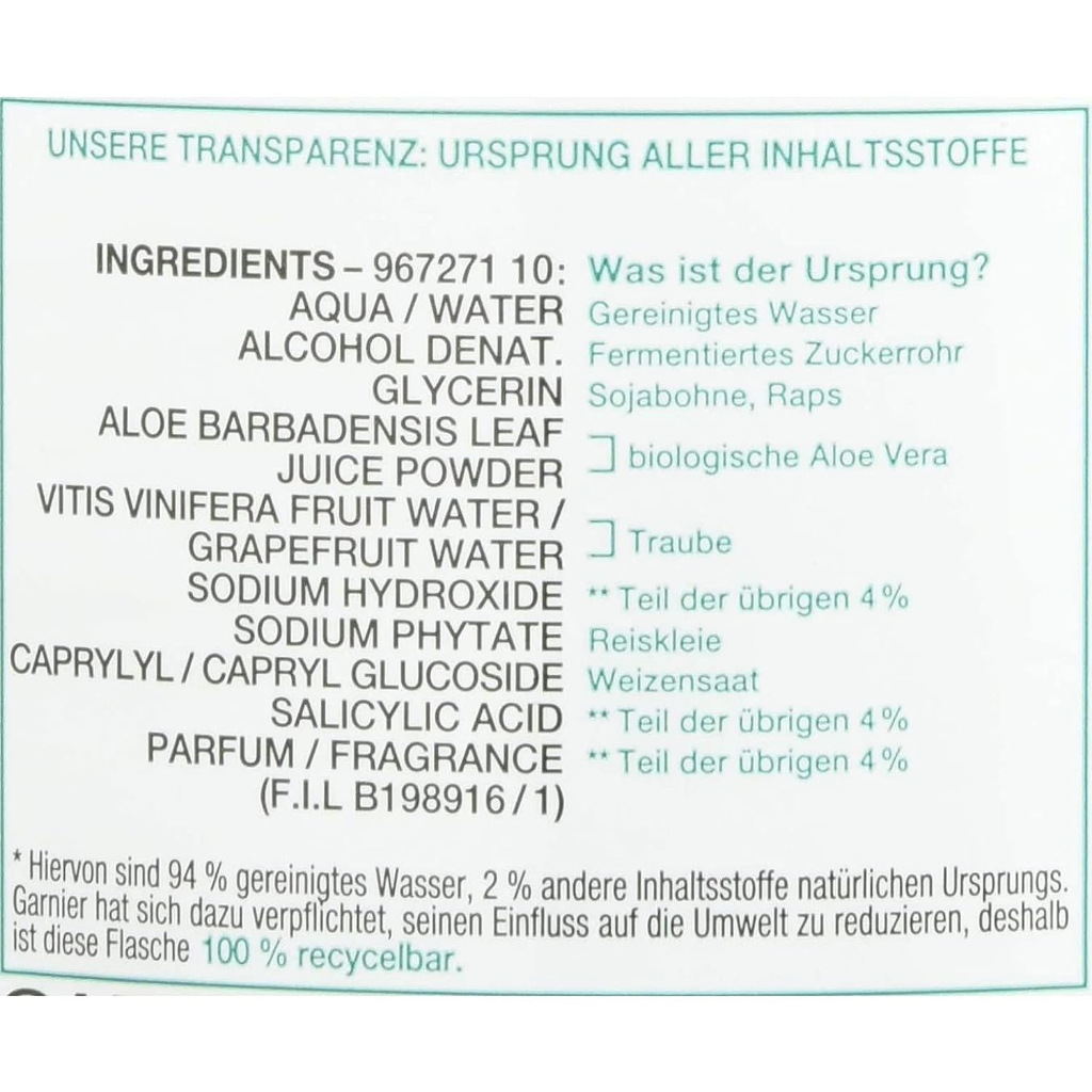 Toner cấp ẩm Garnier 96% tinh chất tự nhiên 200ml