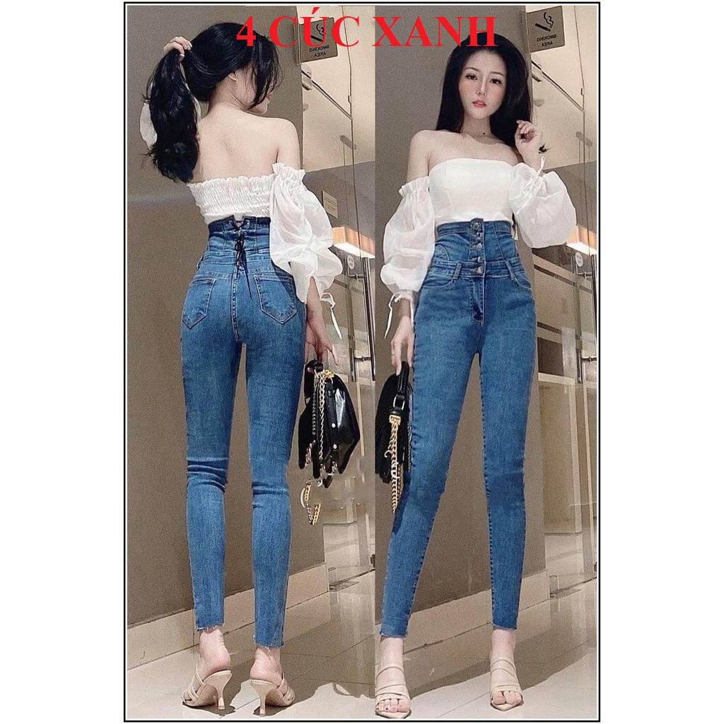 Quần jean nữ lưng siêu cao phối 3 CÚC VÀ 4 CÚC TRƯỚC CÓ SIZE ĐẠI siêu hot trend m22-185 / 1