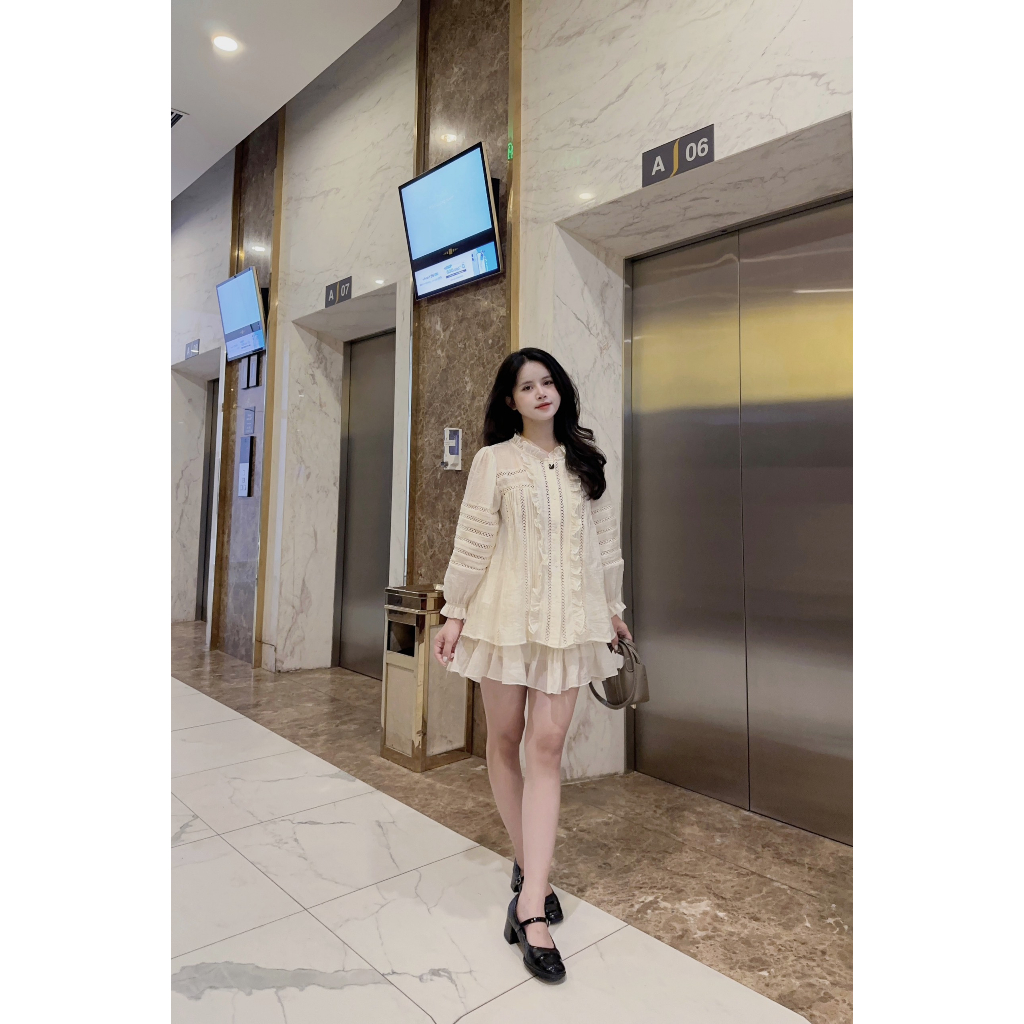 Set tơ pha ren mềm kèm chân váy tầng Y28