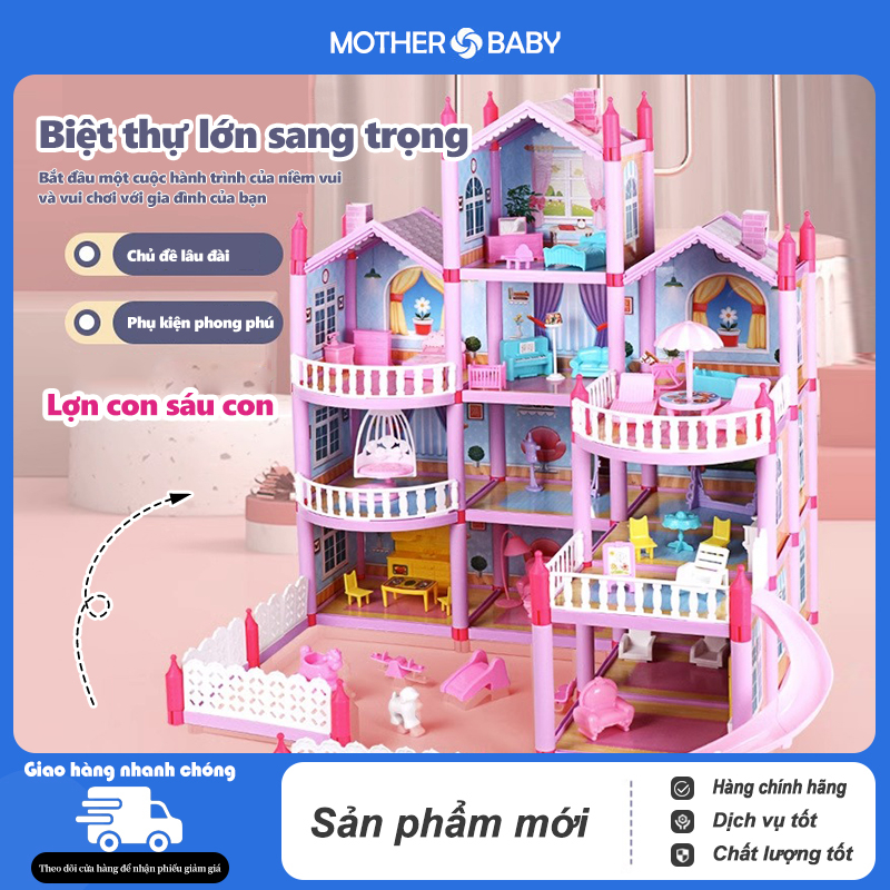 Mô hình nhà búp bê cỡ lớn cho các bé chơi đồ chơi Barbie chất liệu nhựa an toàn cho bé đảm bảo tiêu chuẩn vệ sinh