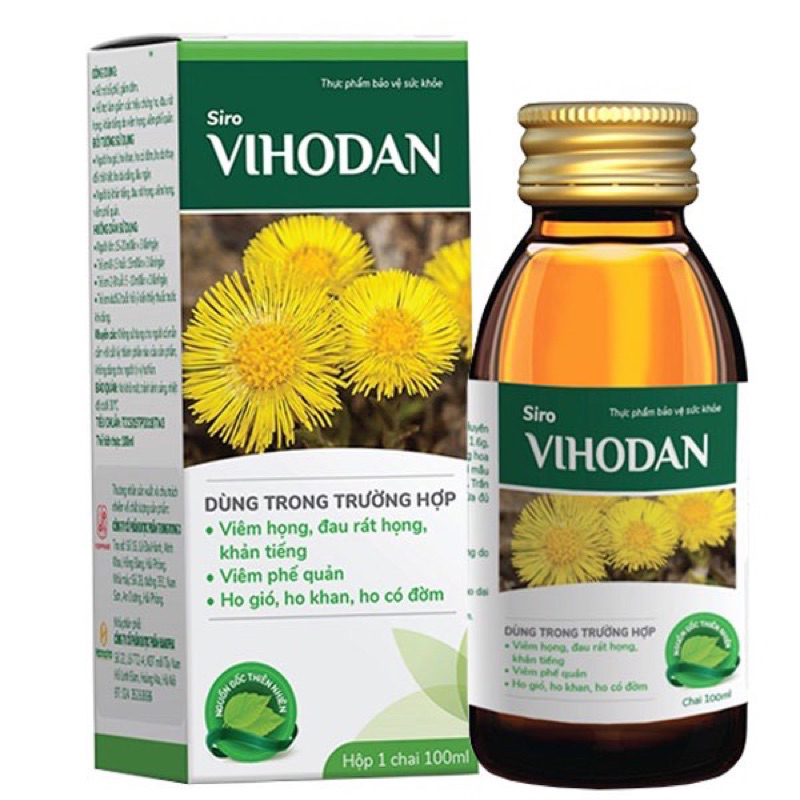 Siro VIHODAN, hỗ trợ làm giảm các triệu chứng ho, đau rát họng, giảm đờm