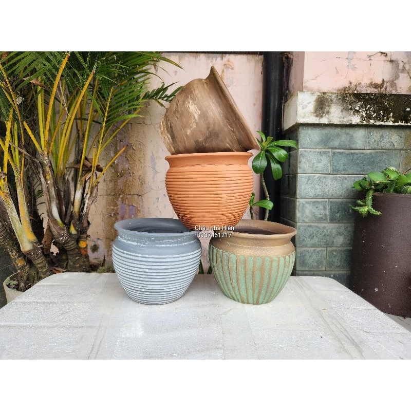 Chậu đất nung - chậu hủ miệng 17, cao 14