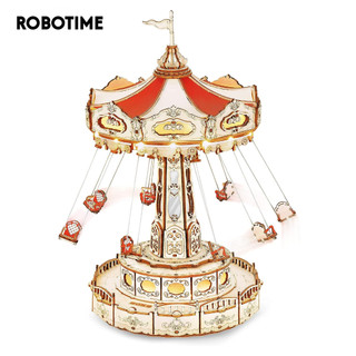  Robotime Mô hình hộp nhạc Diy bằng gỗ. ROKR Swing Ride DIY Music Box 3D Wooden Puzzle EA02 