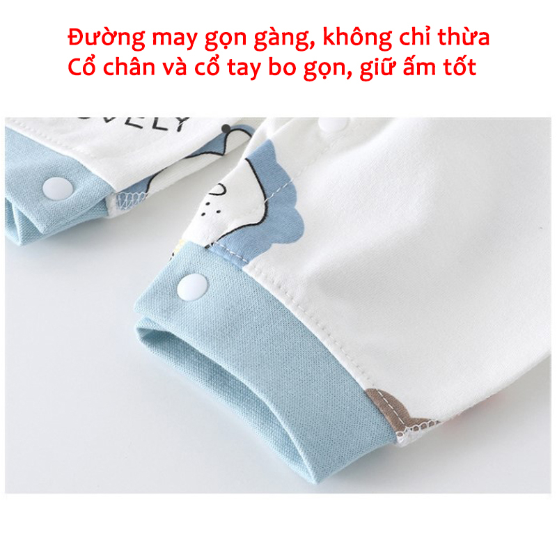 Body dài tay cho bé trai bé gái sơ sinh, bộ đồ liền thân 100% cotton hàng Quảng Châu cao cấp _ BD75