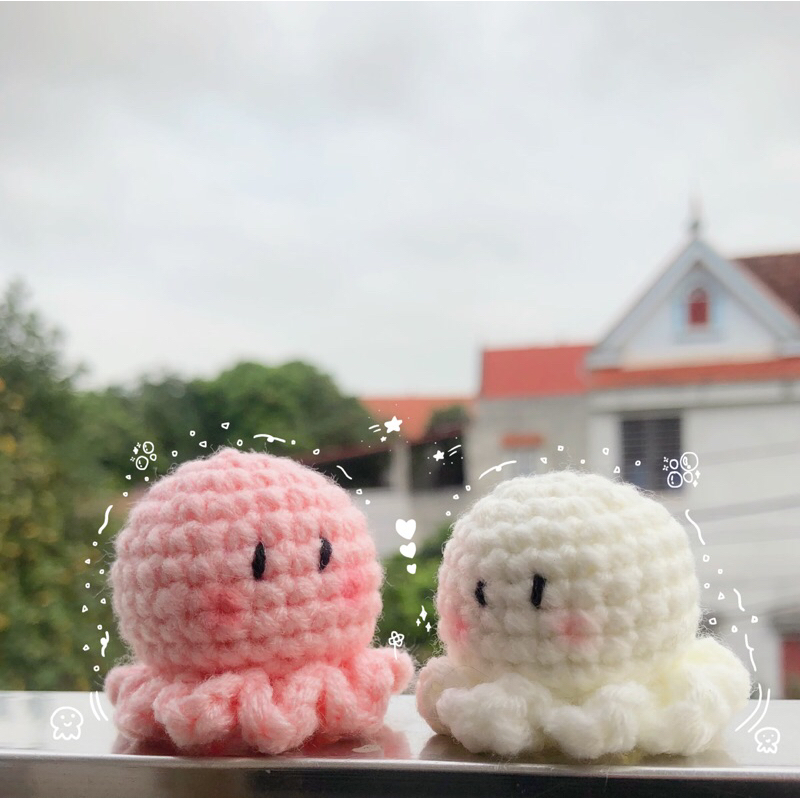 [HÀNG ĐẶT TRƯỚC] Bạch tuộc mini má hồng len móc handmade