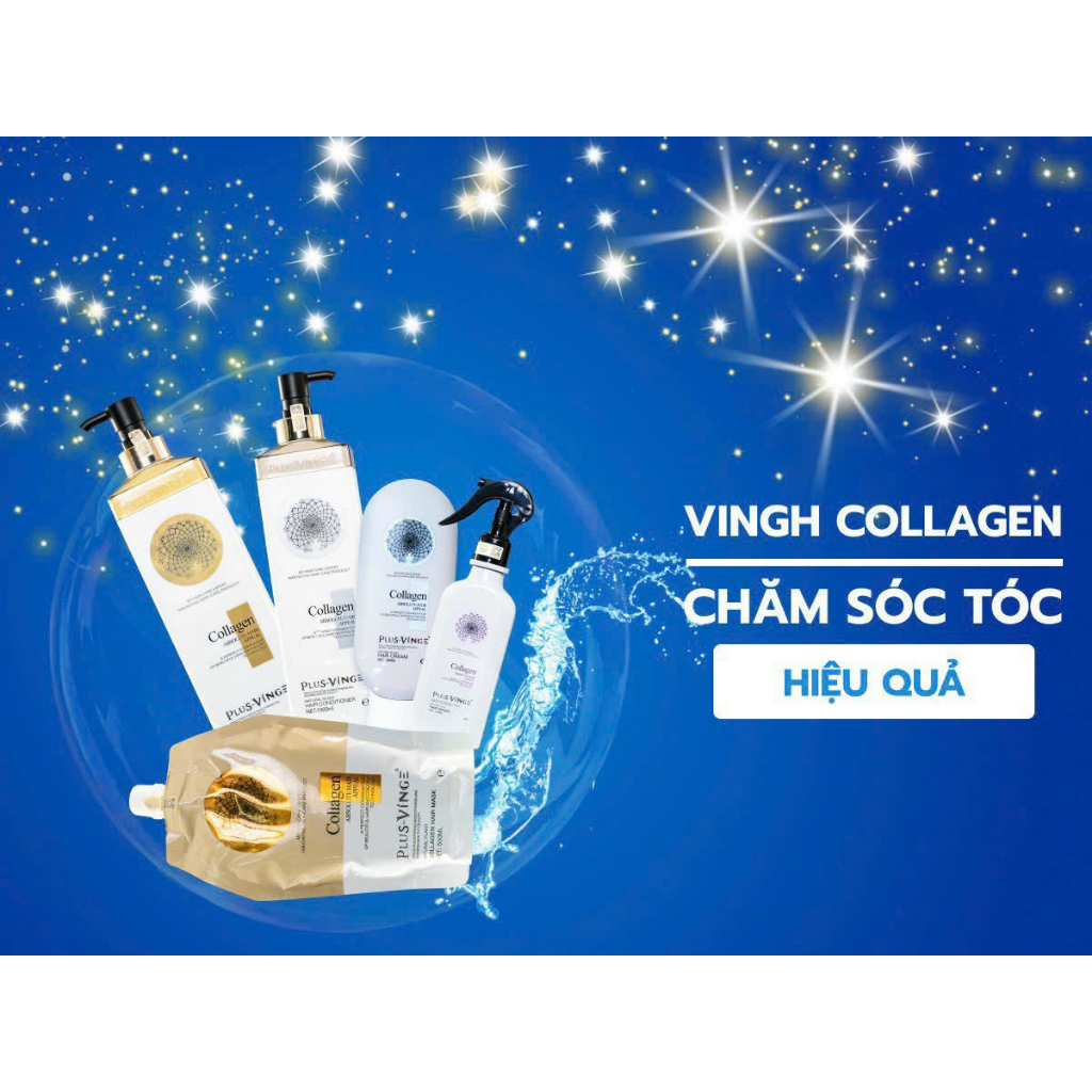 Cặp Dầu Gội Xả Collagen Vinge 1000ML | Giảm Rụng, Kích Mọc Tóc, Phục Hồi Hư Tổn | Hàng Chính Hãng