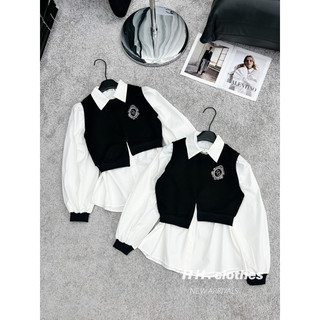 Set áo sơmi + gile tag đá