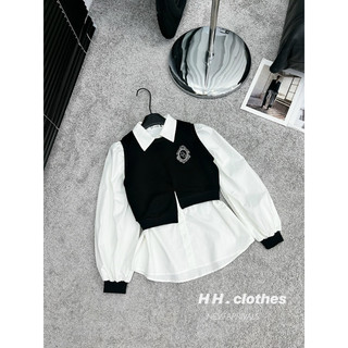 Set áo sơmi + gile tag đá