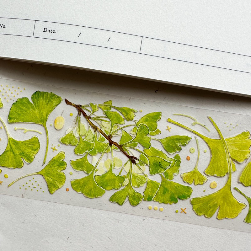 Saunery - Băng dán trang trí PET tape lá phong xanh vàng - TIBR