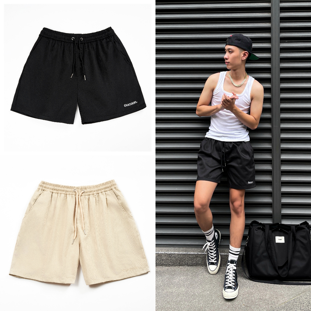Quần Short Kaki nam nữ bigsize, Quần Đùi Kaki Form ngắn trên gối Gucoon cạp chun bản to ống rộng thoải mái vận động
