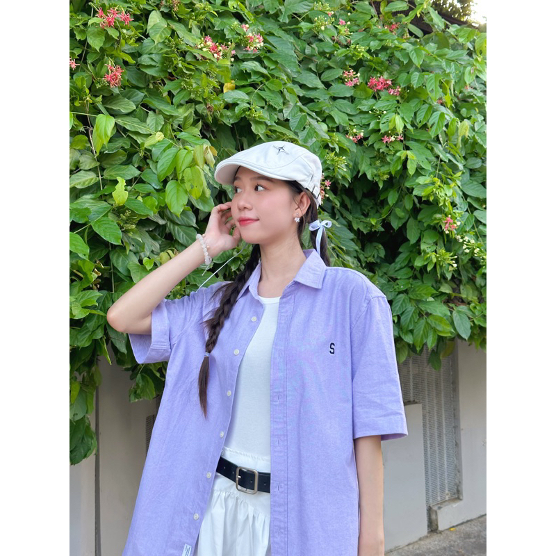 Áo sơ mi ngắn tay Silence Standard Eco Oxford logo S/basic