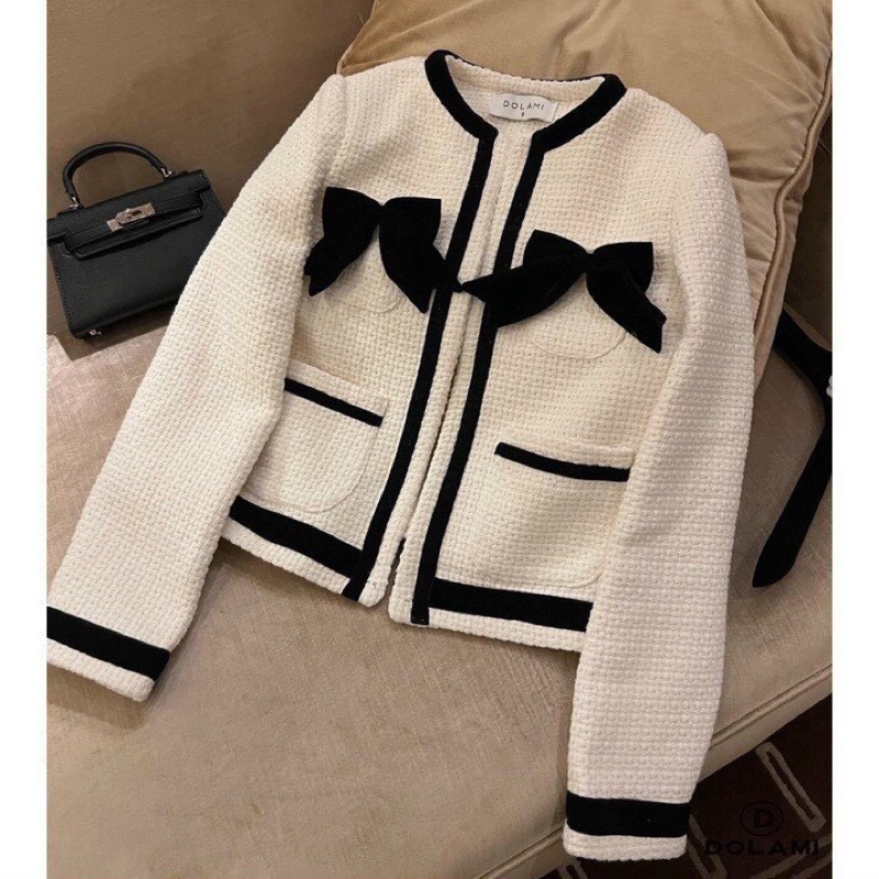 Áo Dạ Phối Nơ Túi Hàng 2 Lớp_Haxuanstore