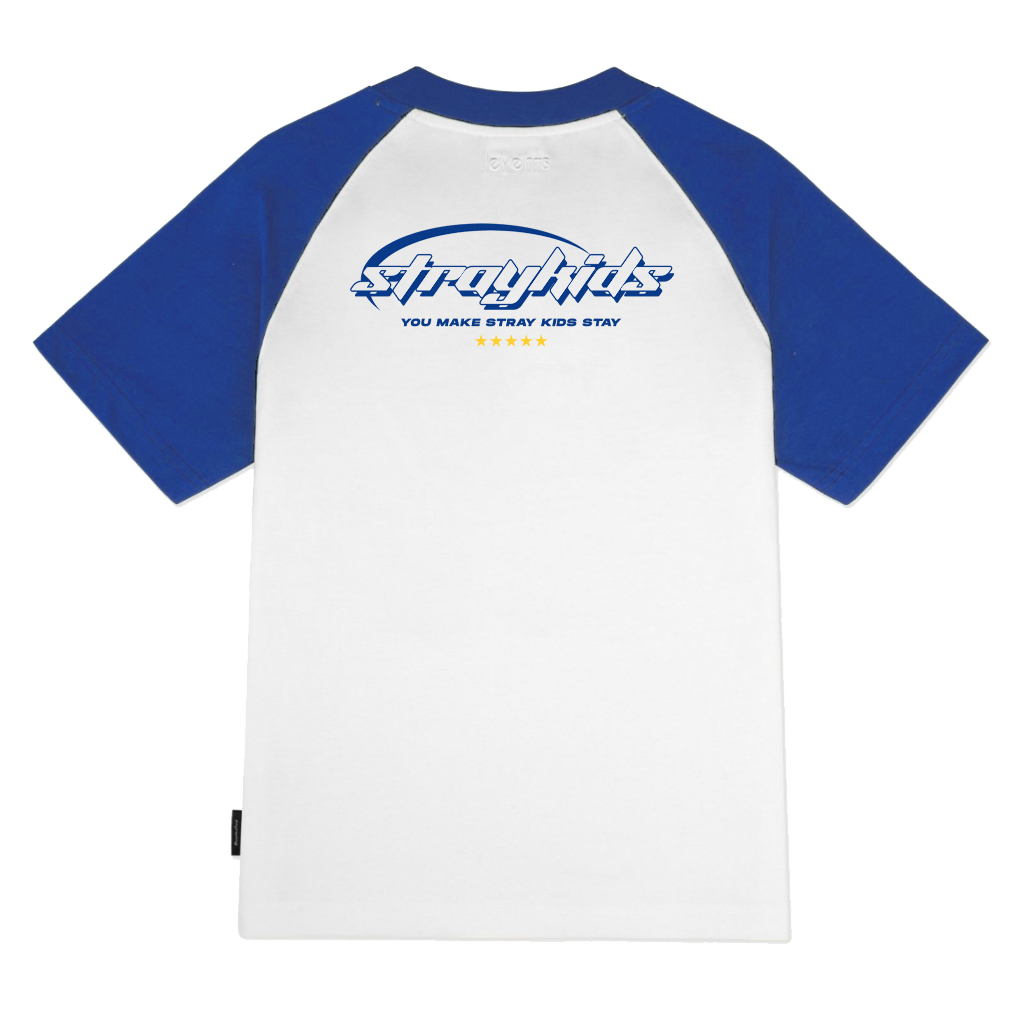 SKZ TEE -  Áo thun STRAY KIDS raglan unisex oversize màu trắng/xanh