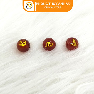 3 viên tam hợp dần ngọ tuất chất liệu mã não đỏ đã khai quang - size 8 10 12ly - may mắn tài lộc