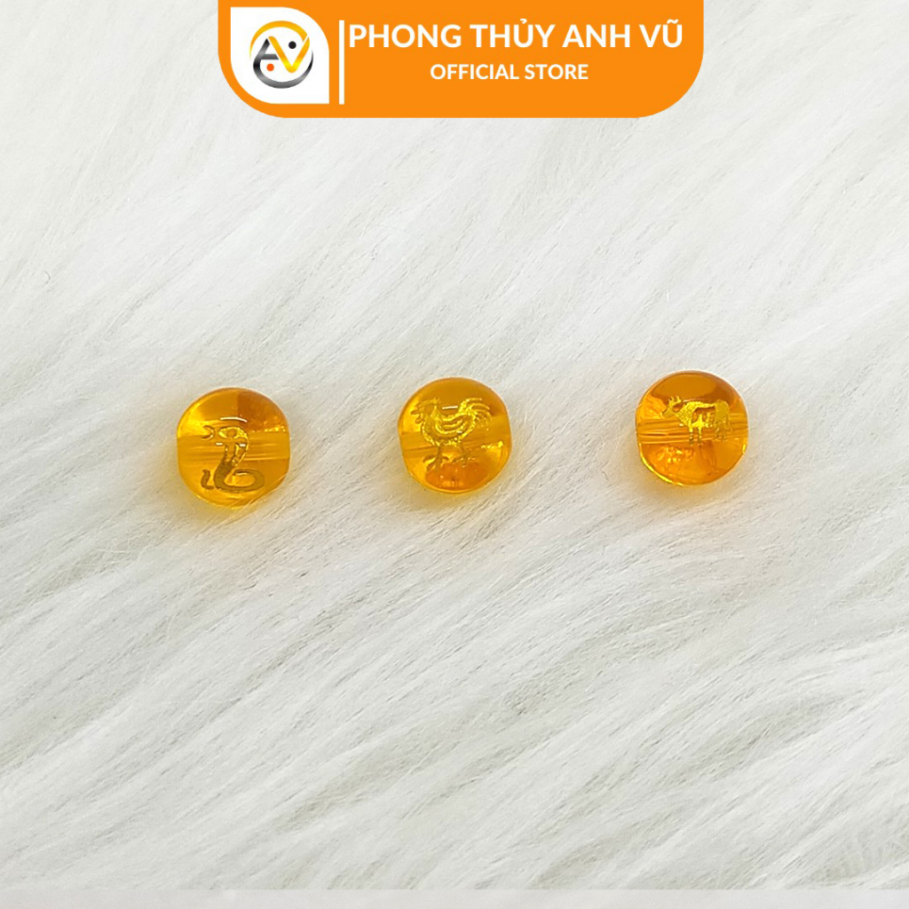 3 viên tam hợp tỵ dậu sửu chất liệu mã não vàng đã khai quang - size 8 10 12ly - may mắn tài lộc - Phong Thủy Anh Vũ