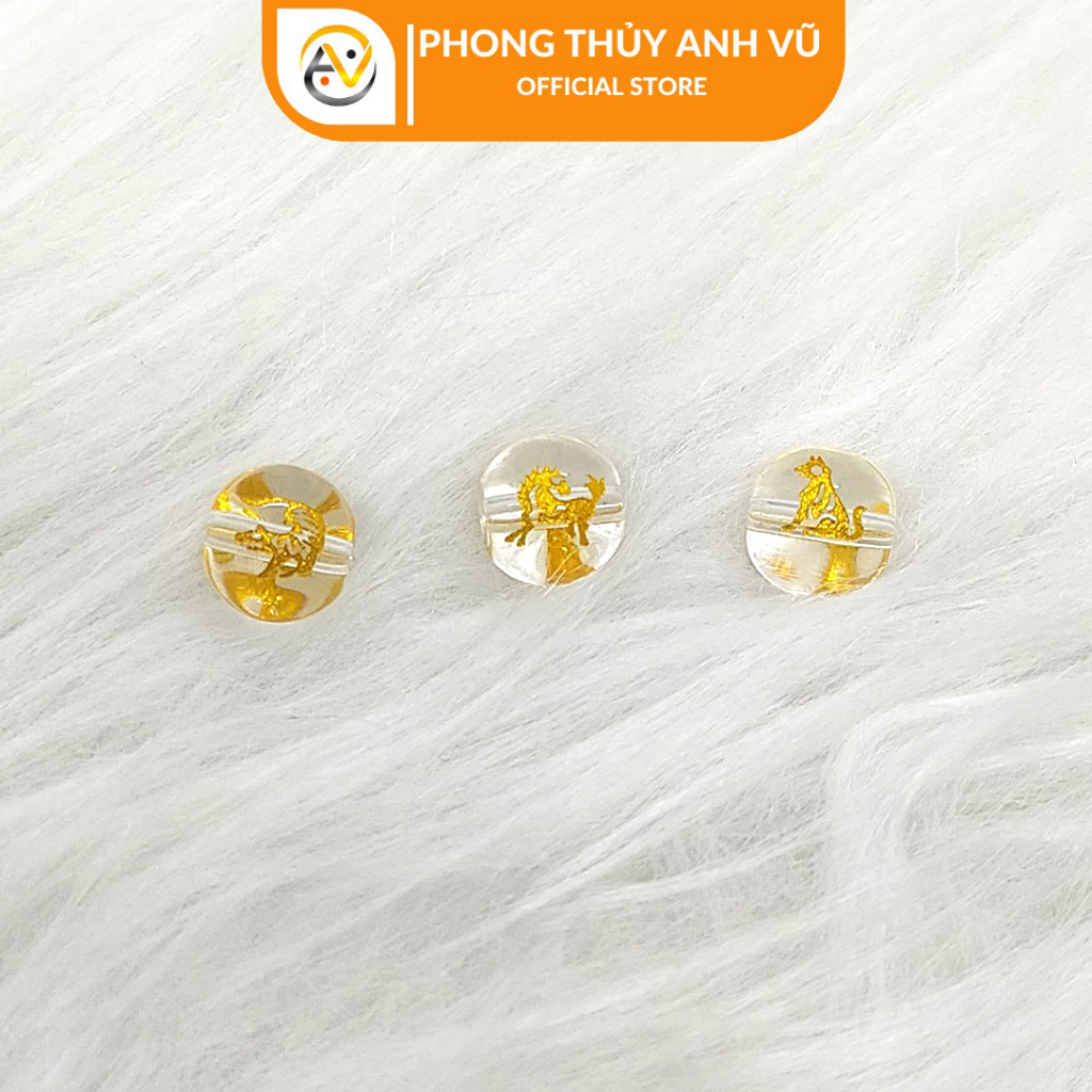 3 viên tam hợp dần ngọ tuất chất liệu mã não trắng đã khai quang - size 8 10 12ly - may mắn tài lộc - Phong Thủy Anh Vũ