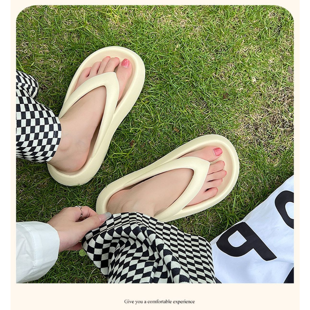 Dép xỏ ngón đi biển 03 đế bánh mì dép tông đế dày 4cm siêu êm chất EVA siêu mềm êm phong cách Hàn Quốc